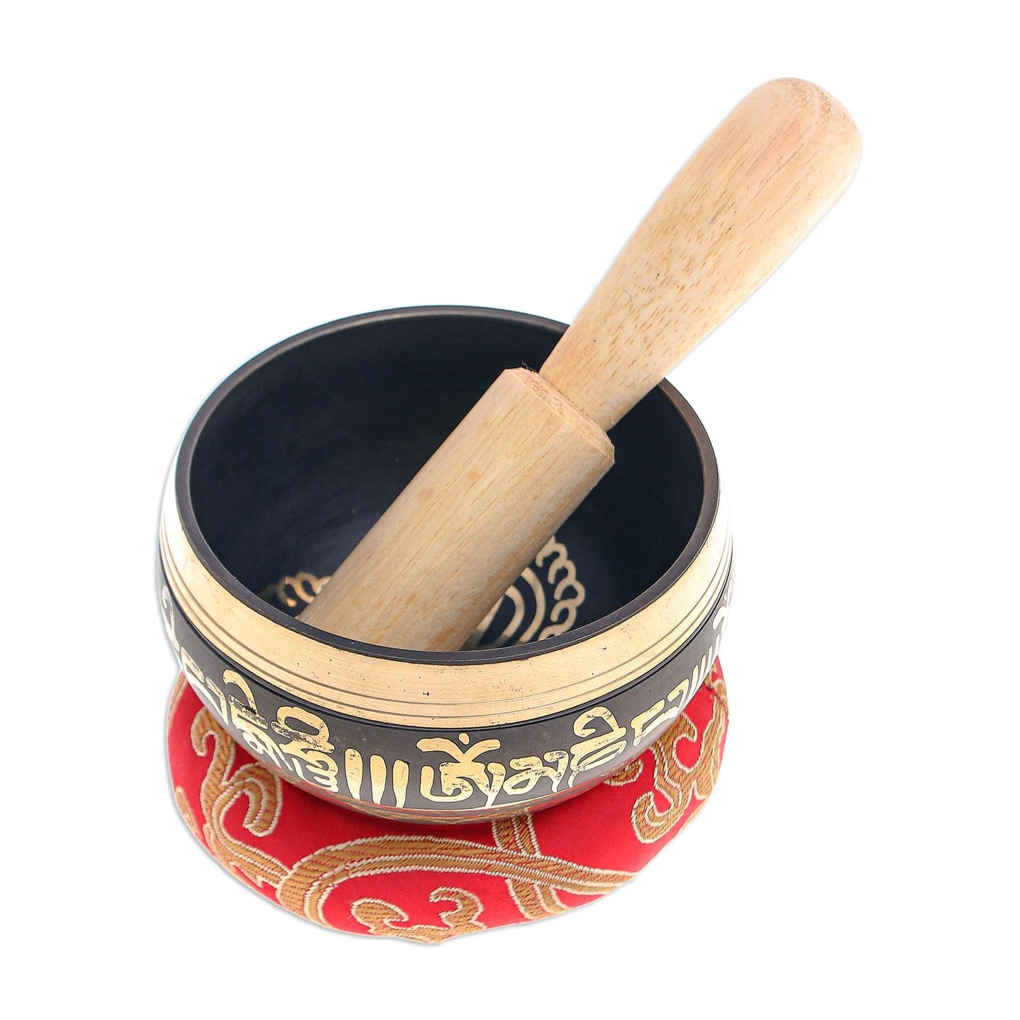Brass Alloy Singing Bowl Set with Sanskrit Writing (3 Pcs) - Spirit Mantra