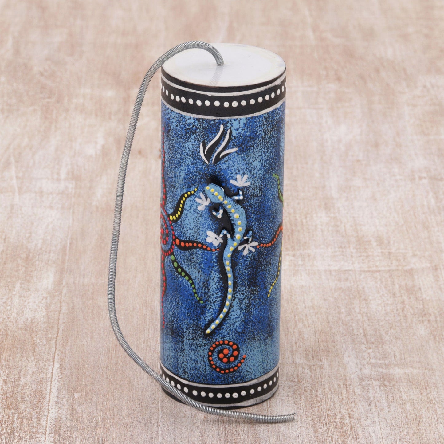 Blue Gecko Themed Percussion Instrument Handmade in Bali - Gecko Echo in Blue