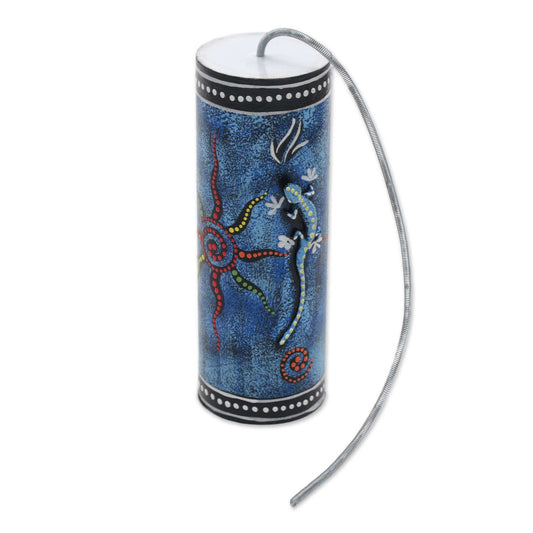 Blue Gecko Themed Percussion Instrument Handmade in Bali - Gecko Echo in Blue